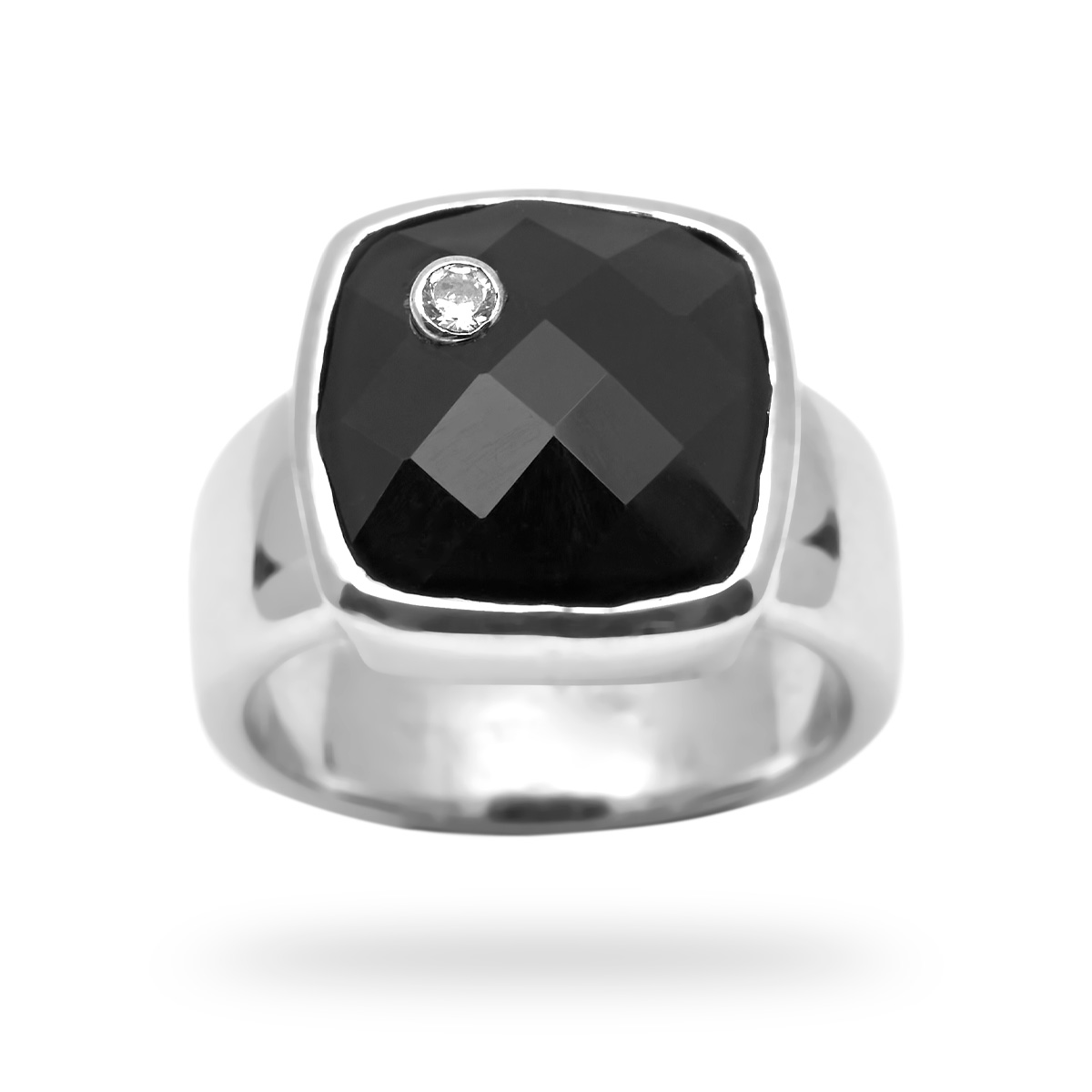 Silver Ring onyx, topaze Charly